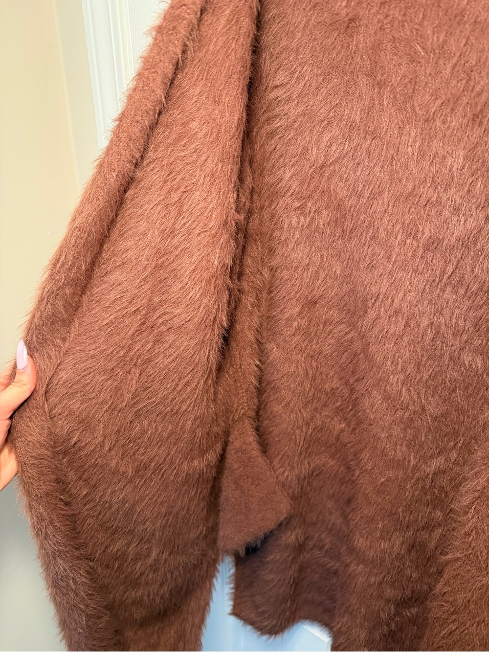 Prima Fuzzy Open-Front Cardigan Sweater in Rust - Picture 5 of 12